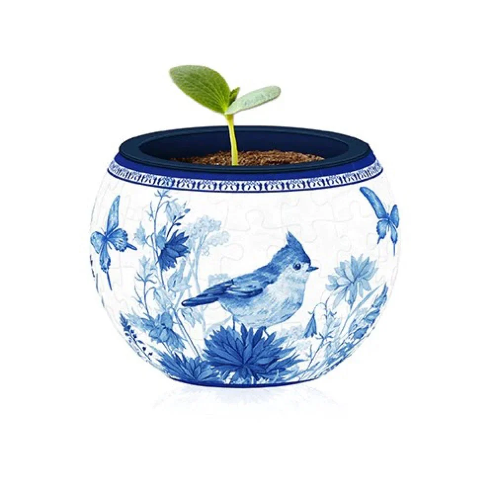 3D - Flowerpot - Oriental Birds