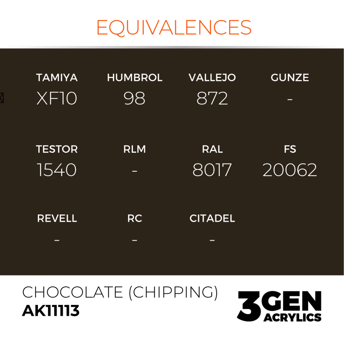 AK Interactive 3 Gen Acrylic Paint 17ml - Chocolate (Chipping) - Image 3