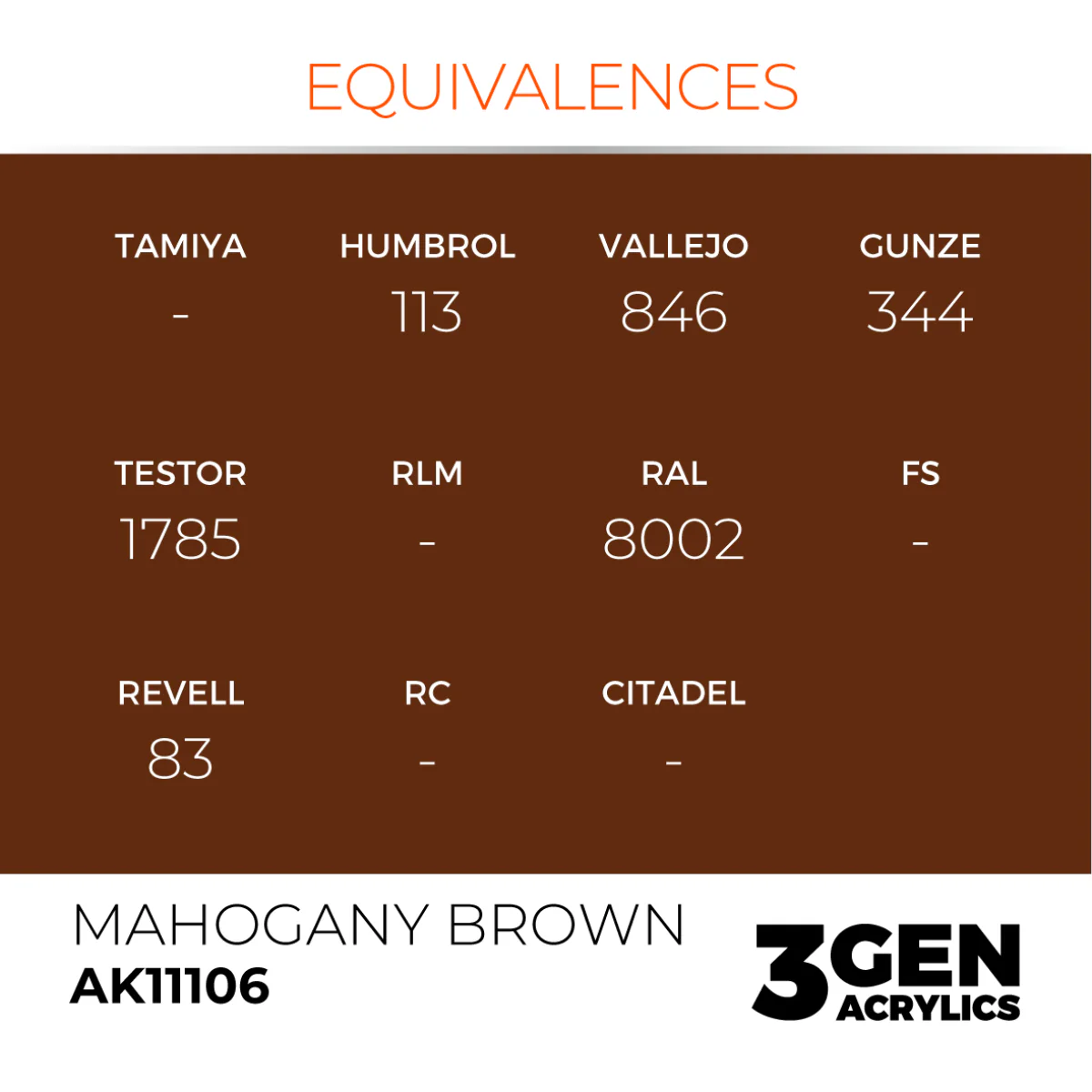 AK Interactive 3 Gen Acrylic Paint 17ml - Mahogany Brown - Image 3