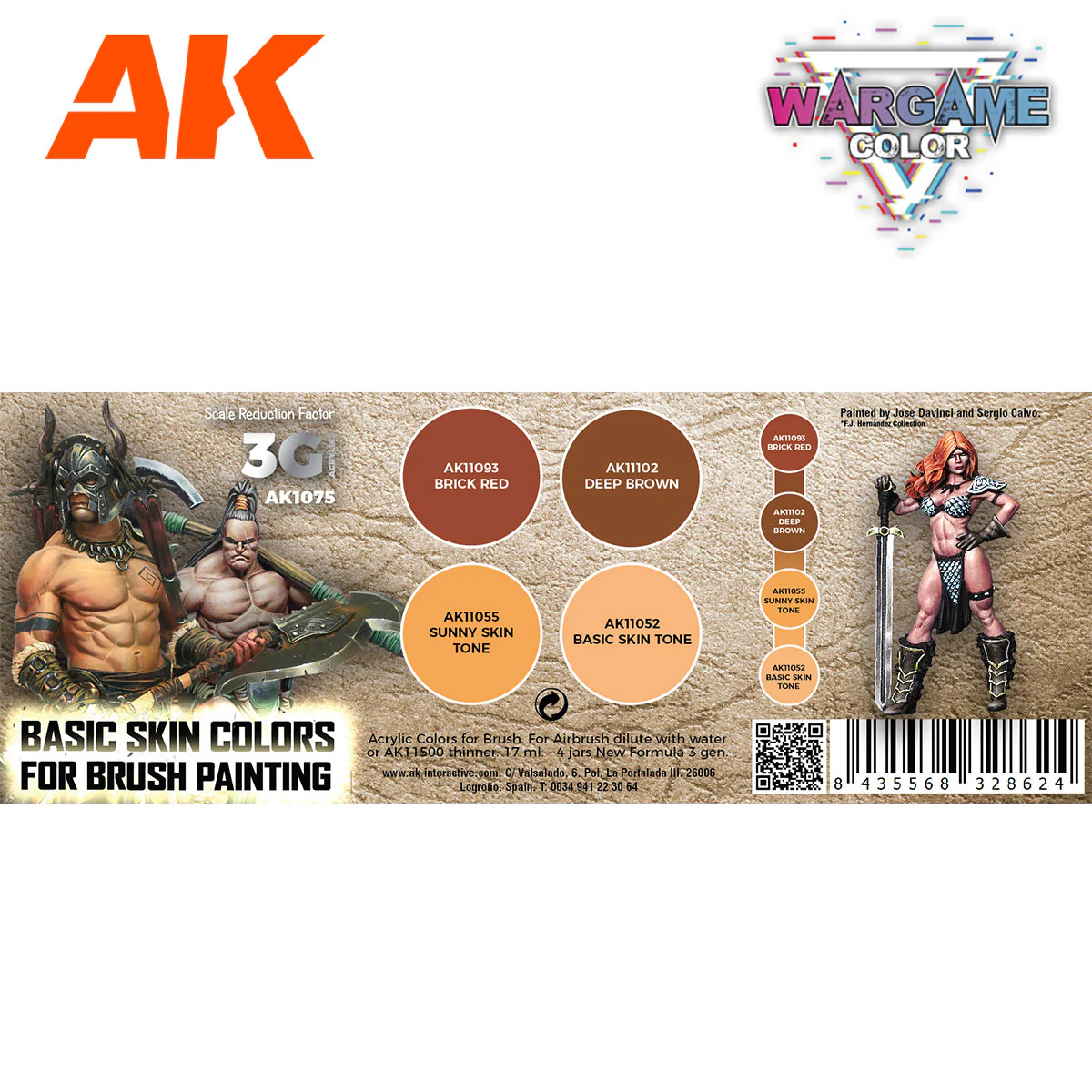 AK Interactive 3 Gen Acrylics Wargame Colour Set - Basic Skin Colours - Image 2