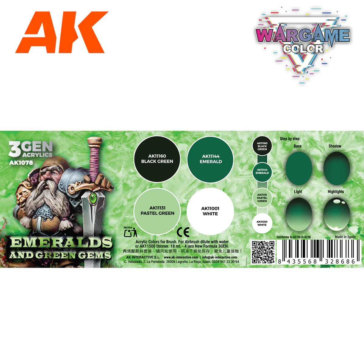 AK Interactive 3 Gen Acrylics Wargame Colour Set - Emeralds and Green Gems - Image 2