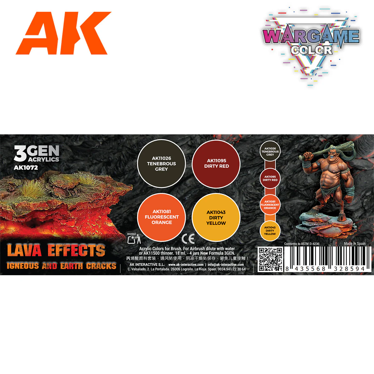 AK Interactive 3 Gen Acrylics Wargame Colour Set - Lava Effects - Image 2