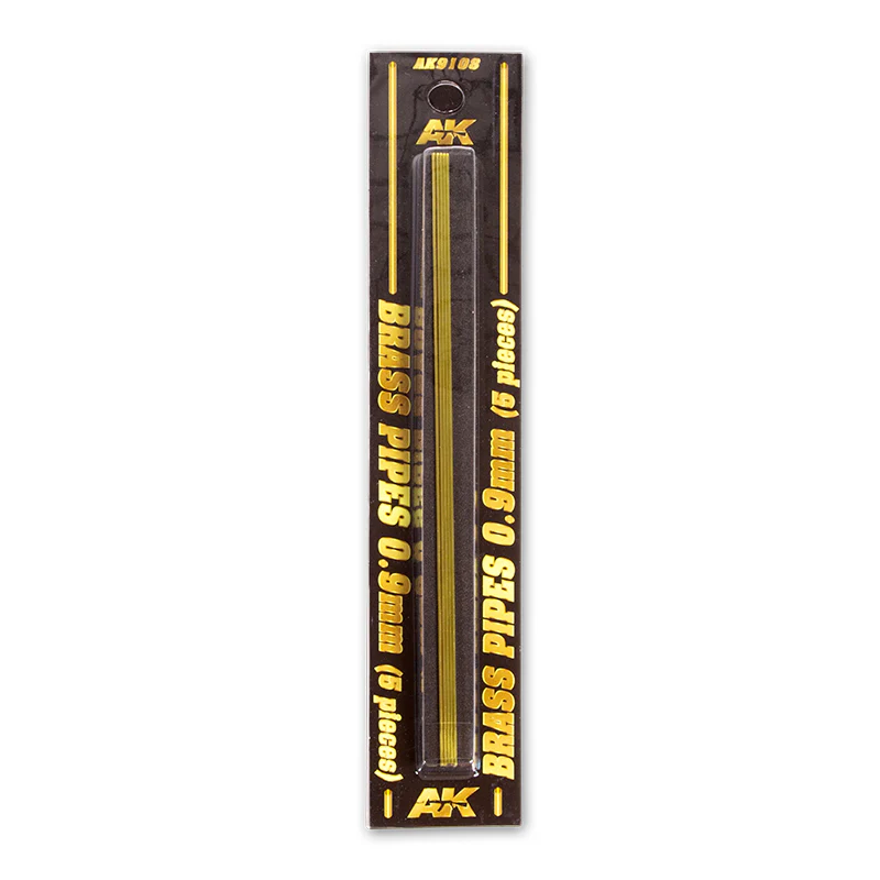 AK Interactive Brass Pipe 5-Piece Set 0.9mm Diameter