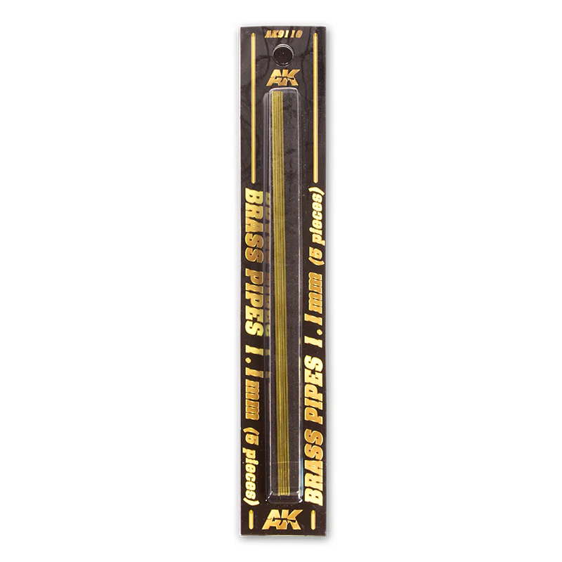 AK Interactive Brass Pipe 5-Piece Set 1.1mm Diameter
