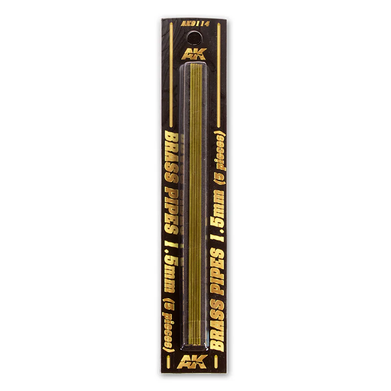 AK Interactive Brass Pipe 5-Piece Set 1.5mm Diameter