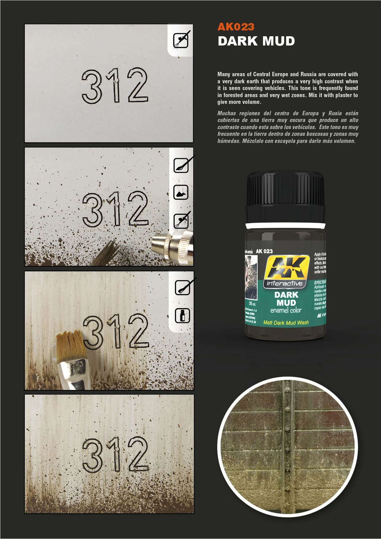 AK Interactive Dark Mud Enamel Effects 35ml - Image 3