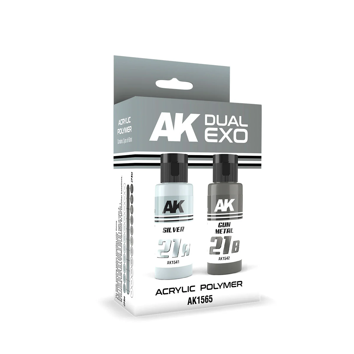 AK Interactive Dual Exo Acrylic Polymer Set - Silver & Gun Metal