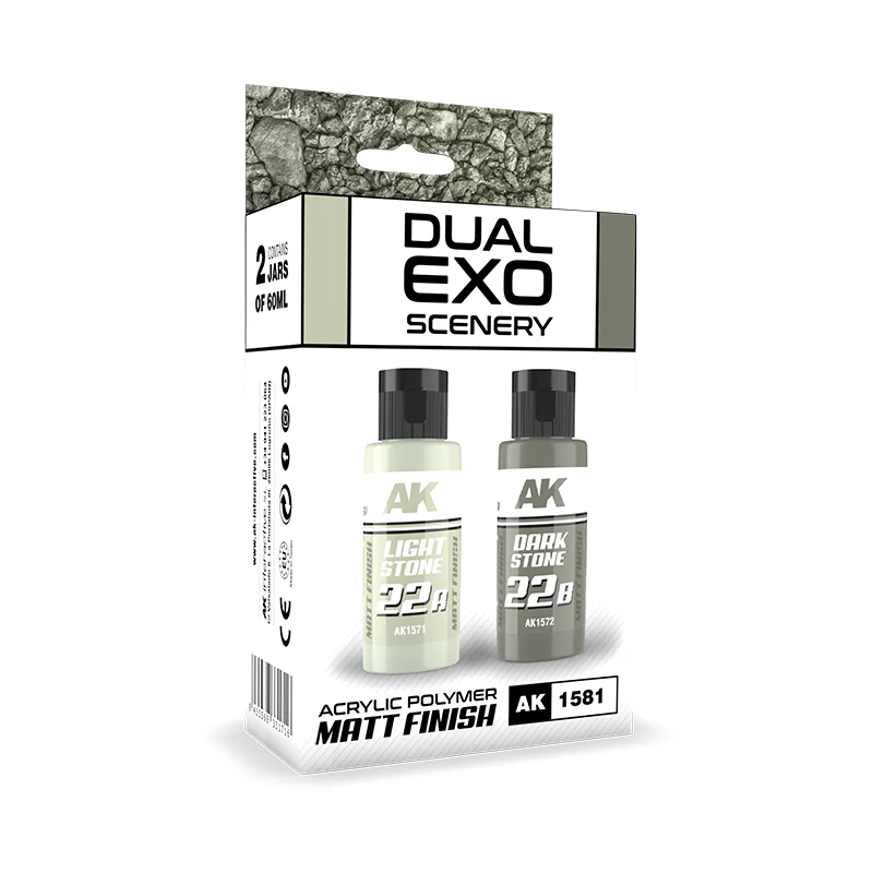 AK Interactive Dual Exo Scenery Set 2x60ml - 22A Light Stone and 22B Dark Stone