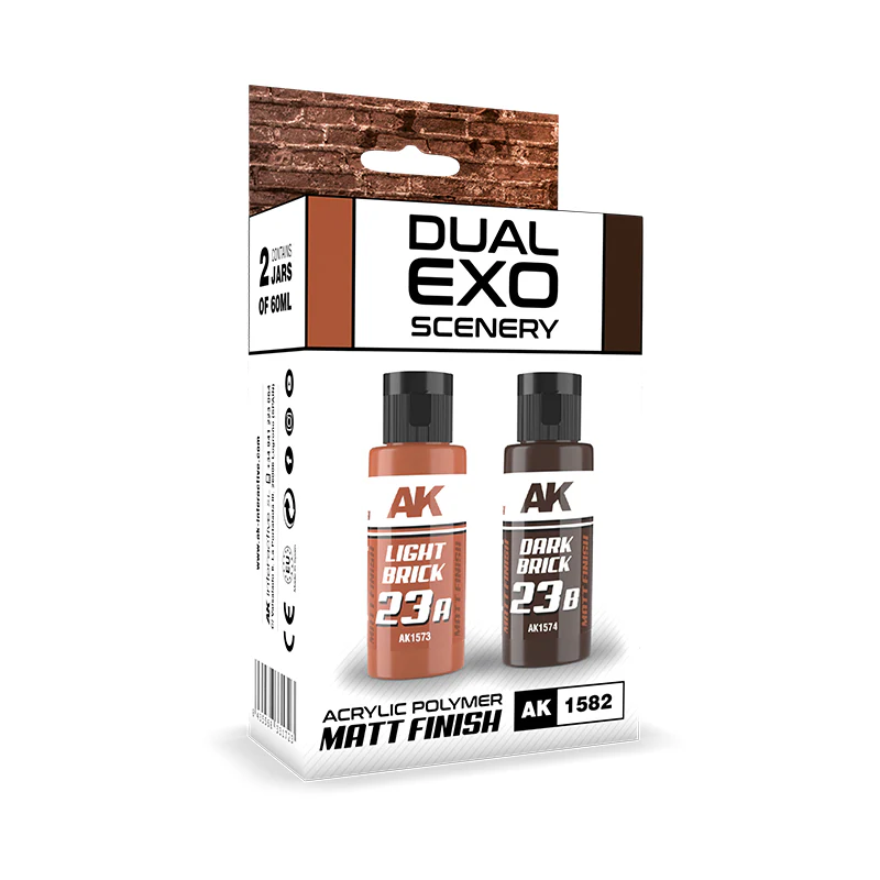 AK Interactive Dual Exo Scenery Set 2x60ml - 23A Light Brick and 23B Dark Brick