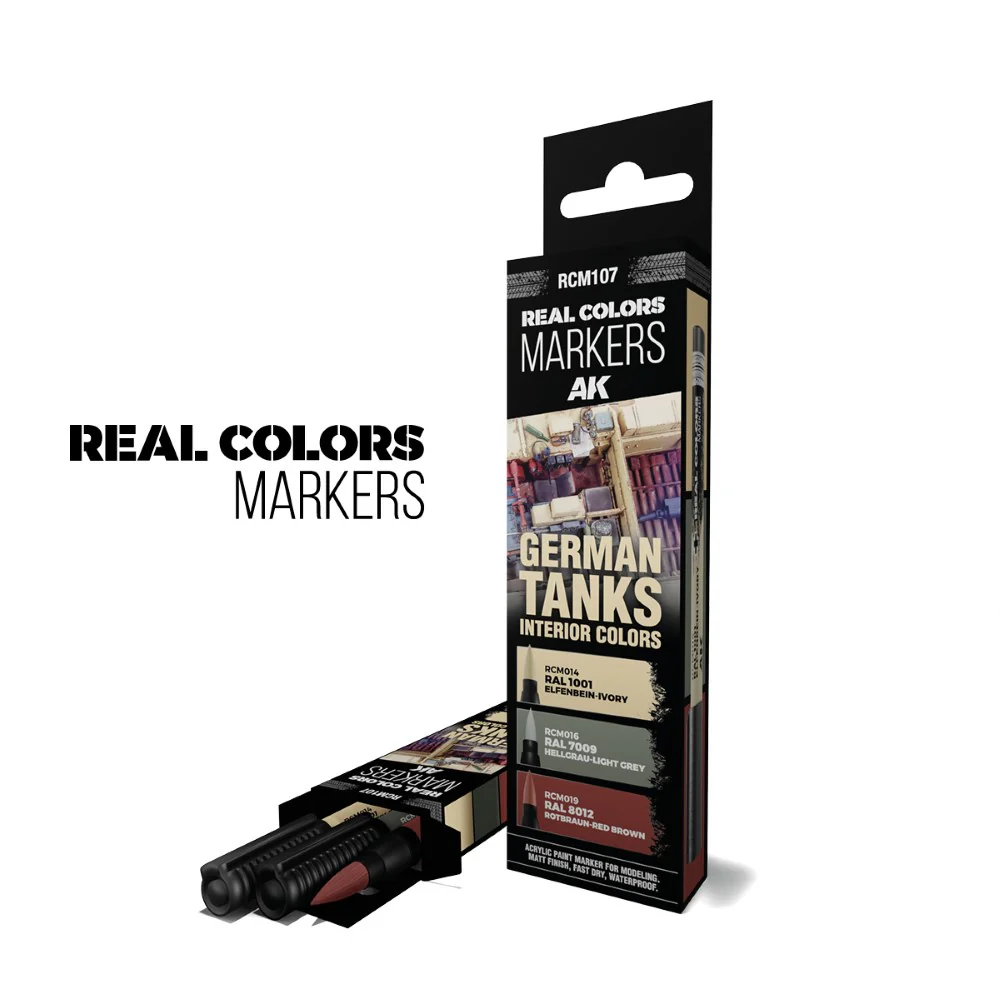 AK Interactive German Tanks Interior Colours Real Colours Marker 3-Piece Set
