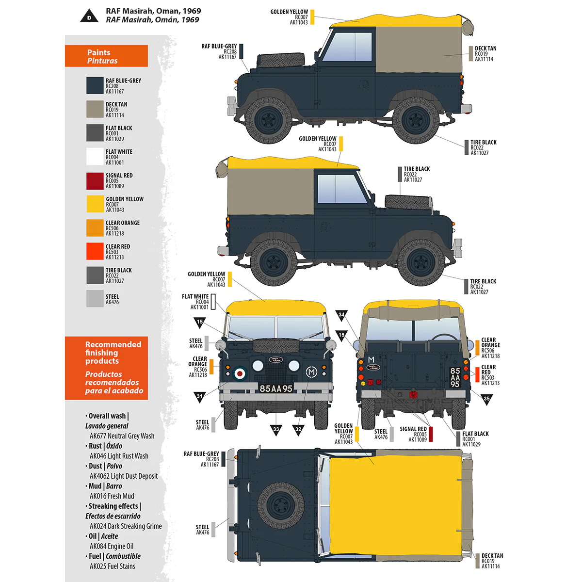 AK Interactive Land Rover 88 Series IIA Rover 8 1/35 Scale Model Kit - Image 4