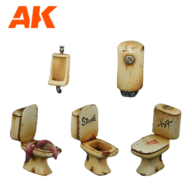 AK Interactive Polyurethane Resin Bathroom Wargame Set Compatible with 30-35mm Scale - Image 2