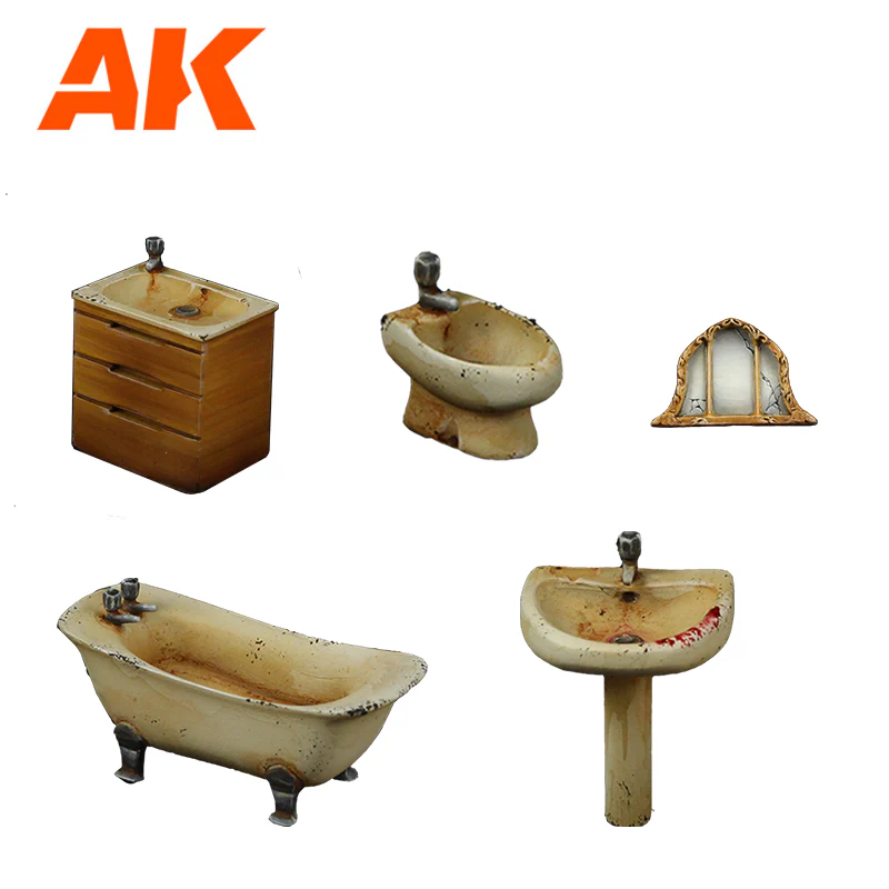 AK Interactive Polyurethane Resin Bathroom Wargame Set Compatible with 30-35mm Scale - Image 3