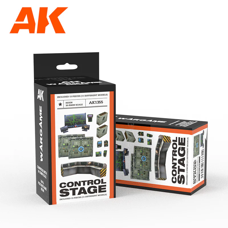 AK Interactive Polyurethane Resin Control Stage Wargame Set Compatible with 30-35mm Scale
