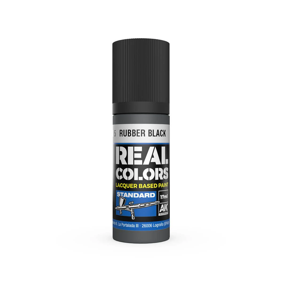 AK Interactive Real Colours Lacquer Based Paint 17ml - Rubber Black