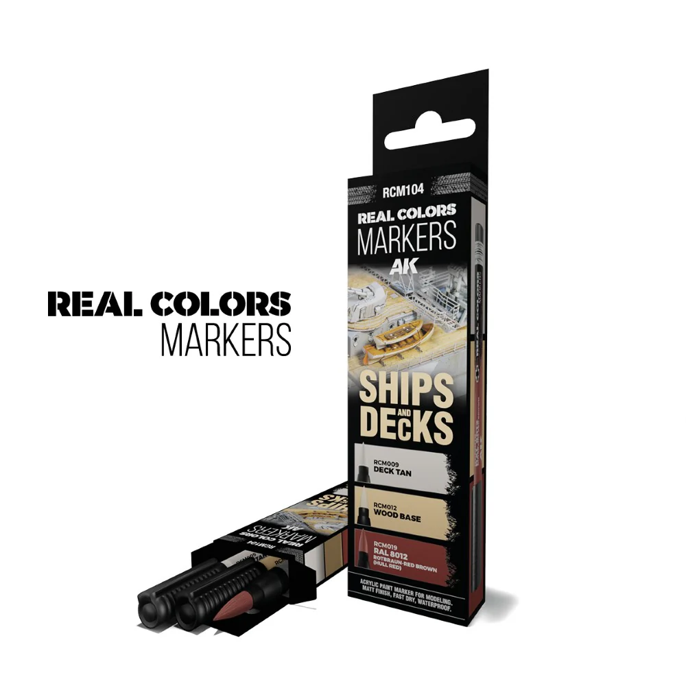 AK Interactive Real Colours Markers Ships & Decks 3-Piece Set