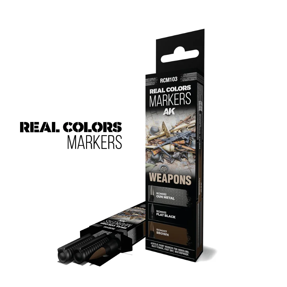 AK Interactive Real Colours Weapons Markers 3-Piece Set