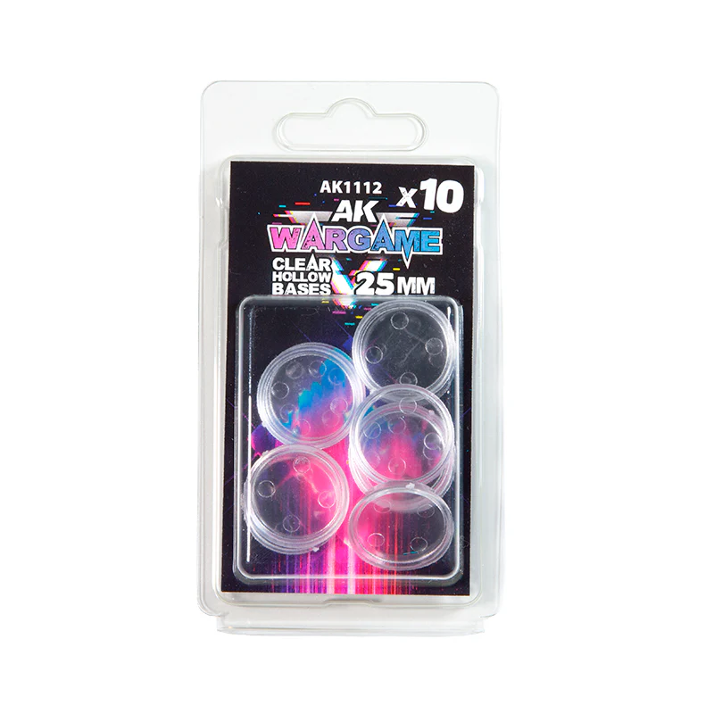 Ak Interactive Wargame Accesories - Clear Hollow Base 25mm - 10 Units