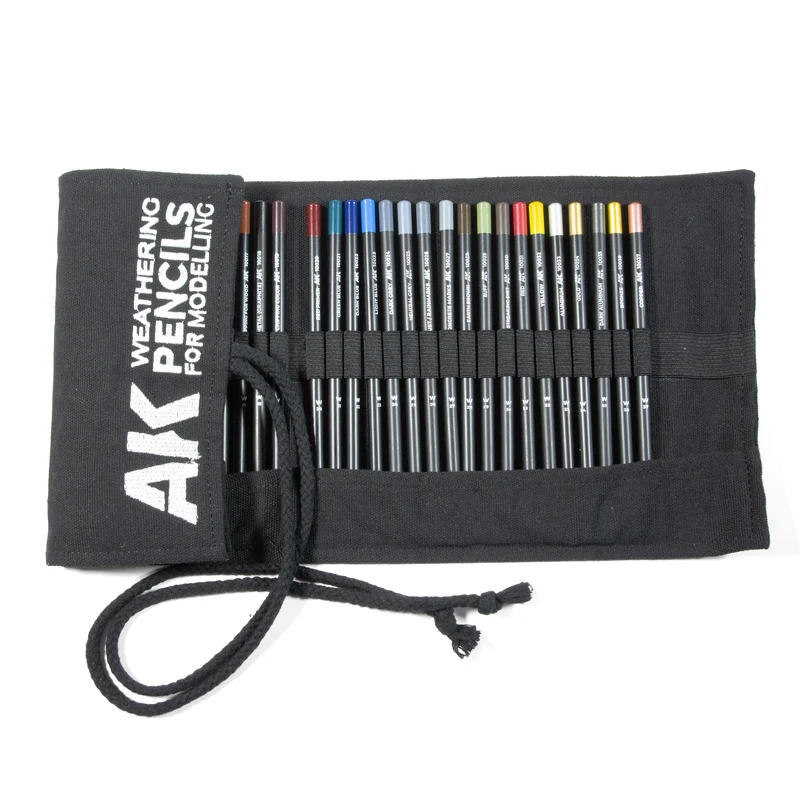 AK Interactive Weathering Pencils Full Range in Cloth Case