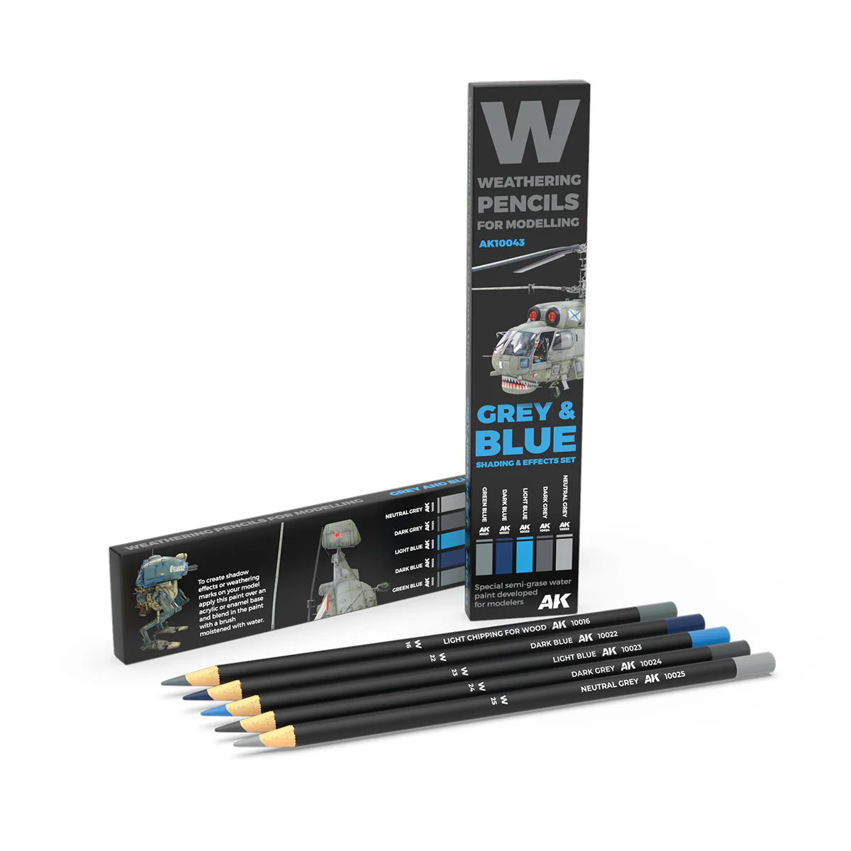 AK Interactive Weathering Shading and Effects Pencil Set - Grey and Blue Camouflages