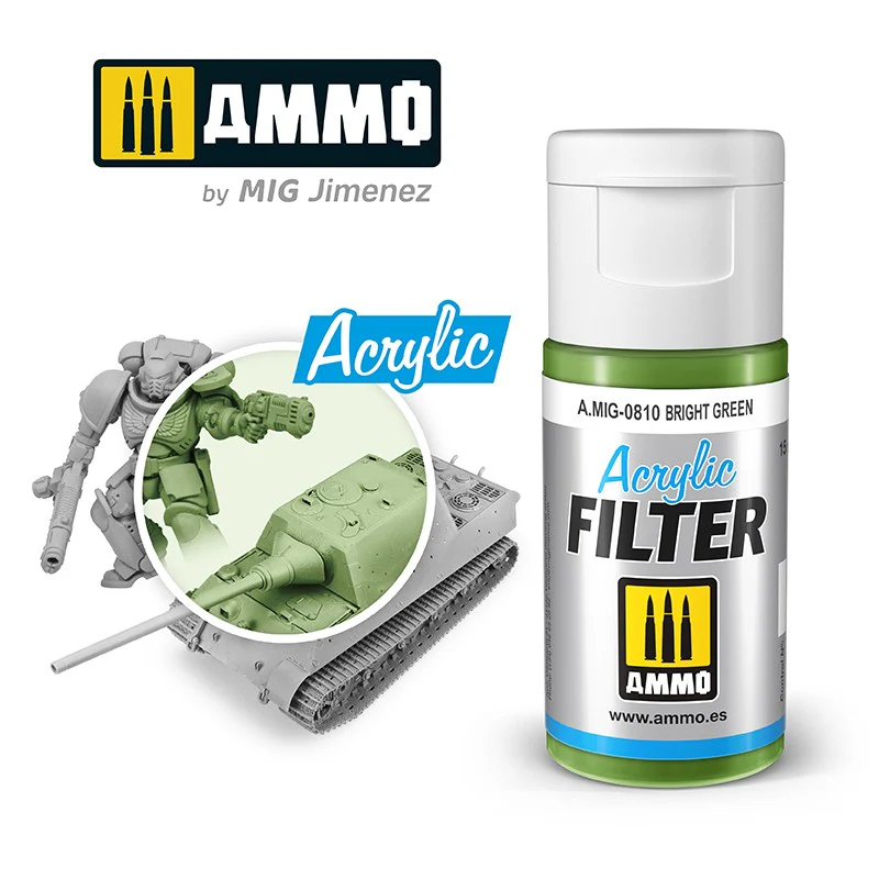 Ammo by MIG Acrylic Filter 15ml - Bright Green