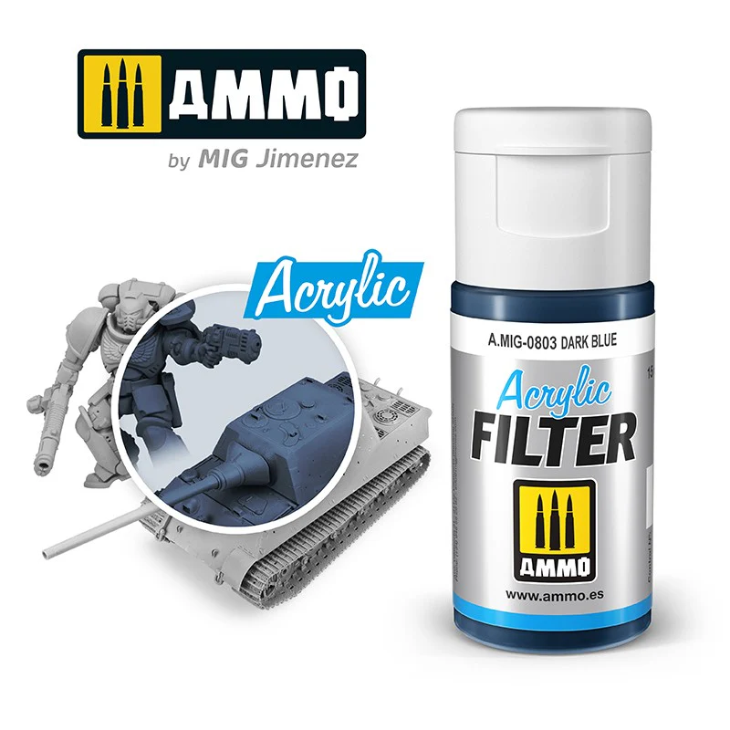 Ammo by MIG Acrylic Filter 15ml - Dark Blue