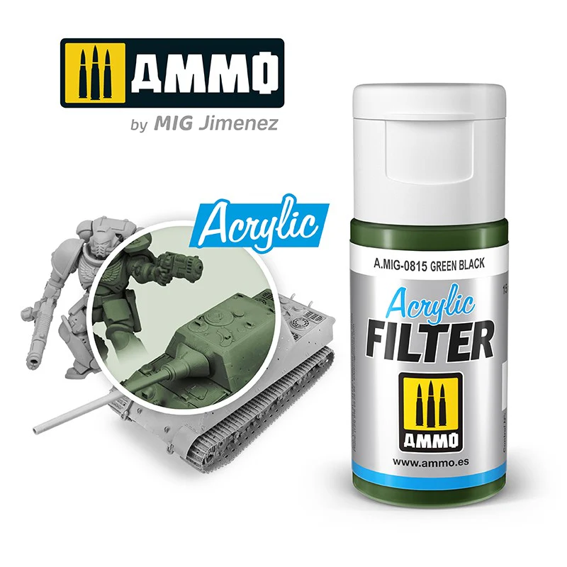Ammo by MIG Acrylic Filter 15ml - Green Black