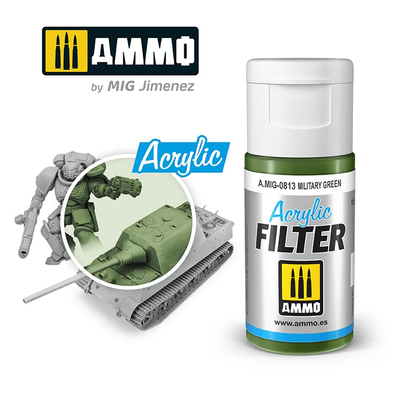 Ammo by MIG Acrylic Filter 15ml - Khaki Green