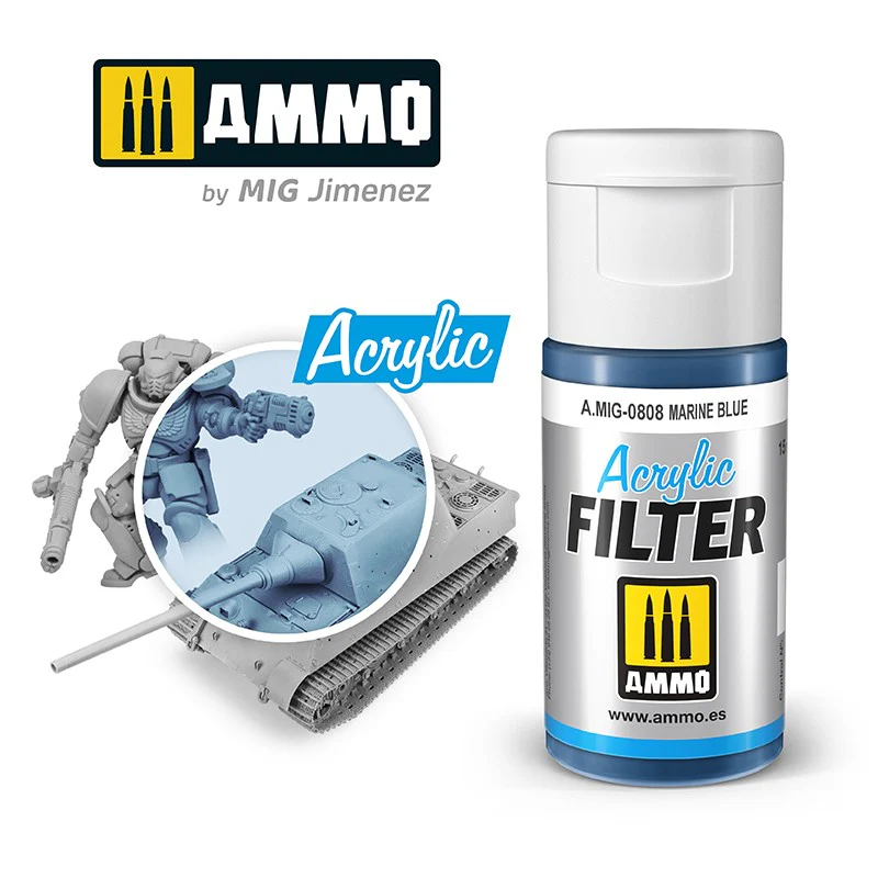 Ammo by Mig Acrylic Filter 15ml - Marine Blue