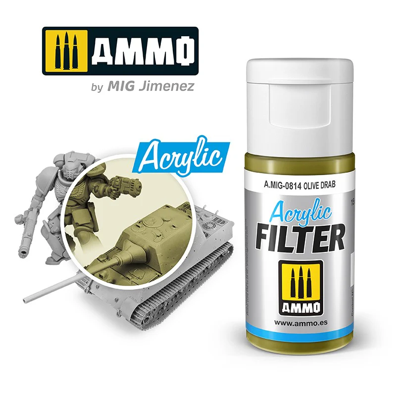 Ammo by MIG Acrylic Filter 15ml - Olive Drab