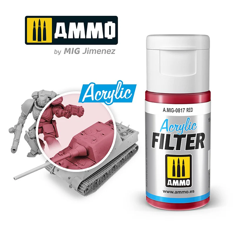 Ammo by MIG Acrylic Filter 15ml - Red