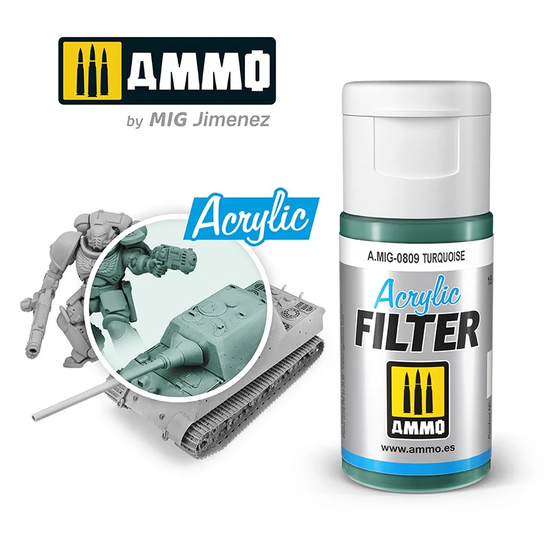 Ammo by MIG Acrylic Filter 15ml - Turquoise