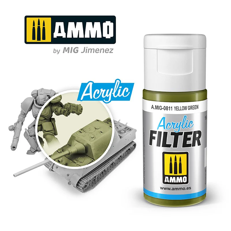 Ammo by MIG Acrylic Filter 15ml - Yellow Green