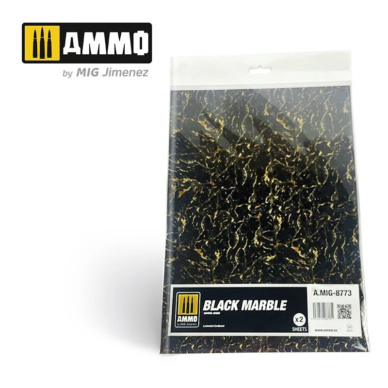 Ammo by MIG Dioramas Sheet of Marble 2-Pieces - Black