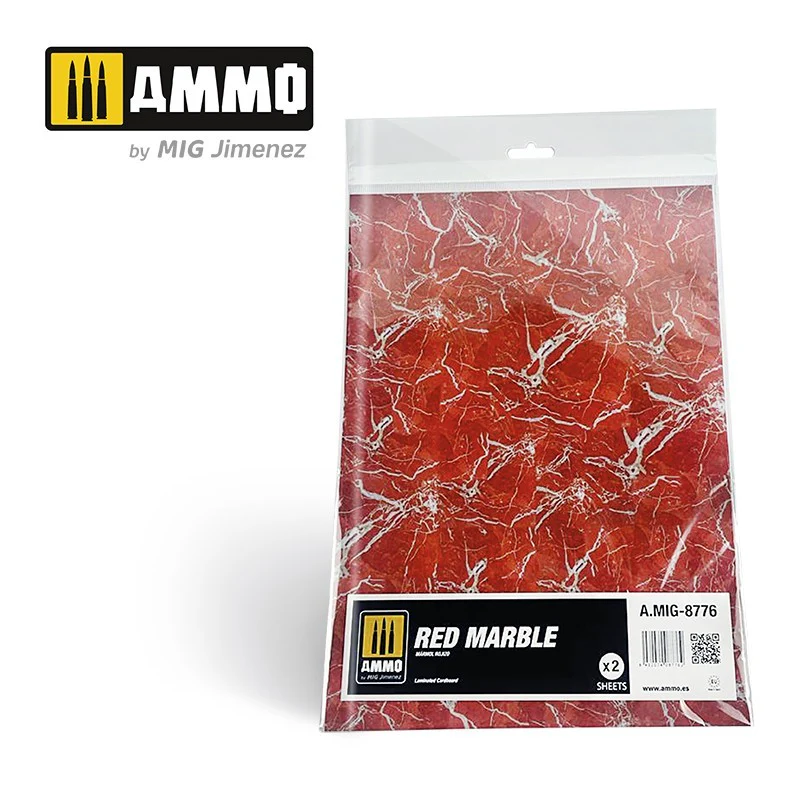 Ammo by MIG Dioramas Sheets of Marble 2-Pieces - Red