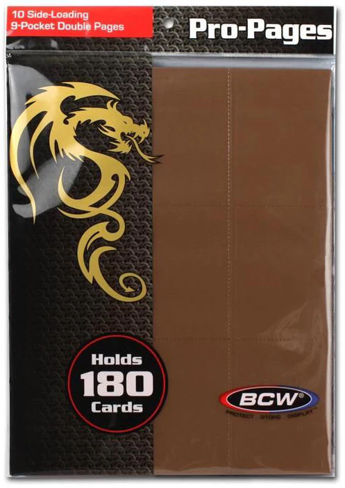 BCW - Pro Pages Side Loading 9 Pocket Pages 10-Pieces - Brown