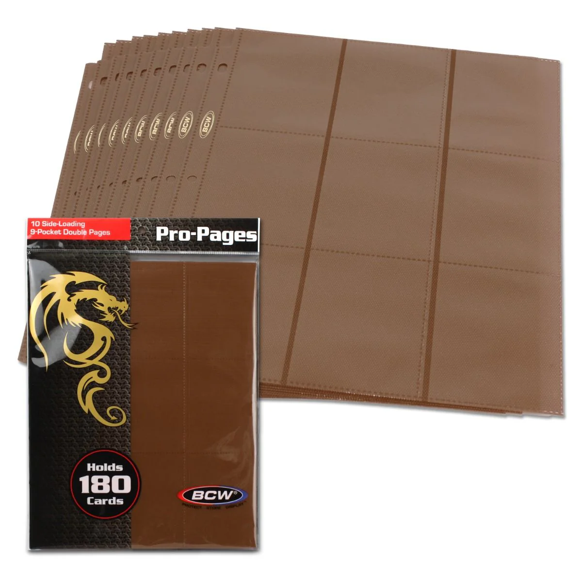 BCW - Pro Pages Side Loading 9 Pocket Pages 10-Pieces - Brown - Image 2