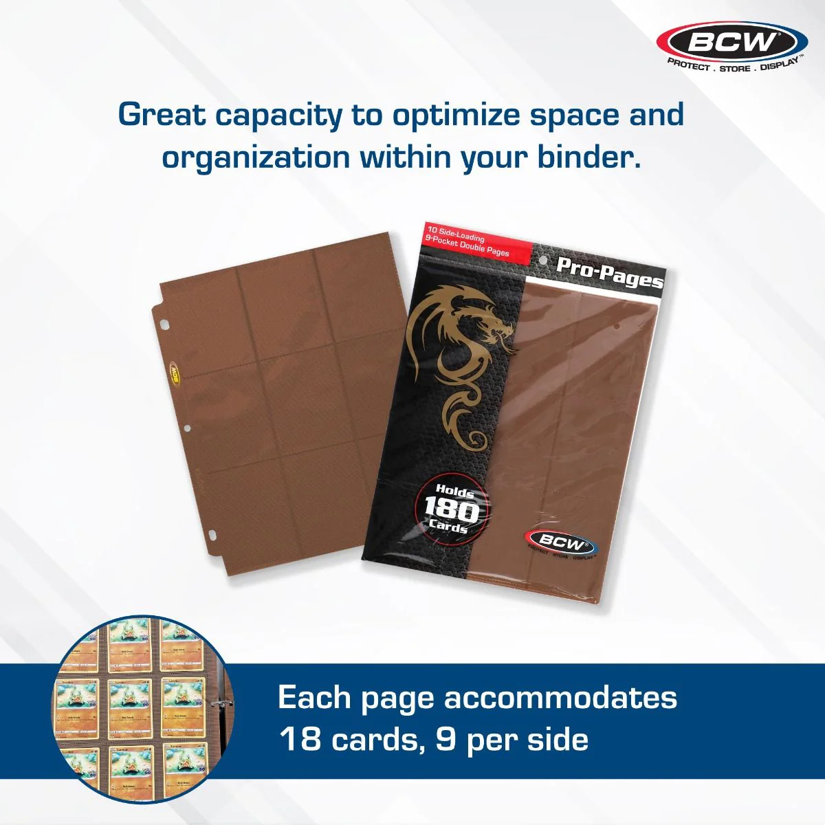 BCW - Pro Pages Side Loading 9 Pocket Pages 10-Pieces - Brown - Image 4