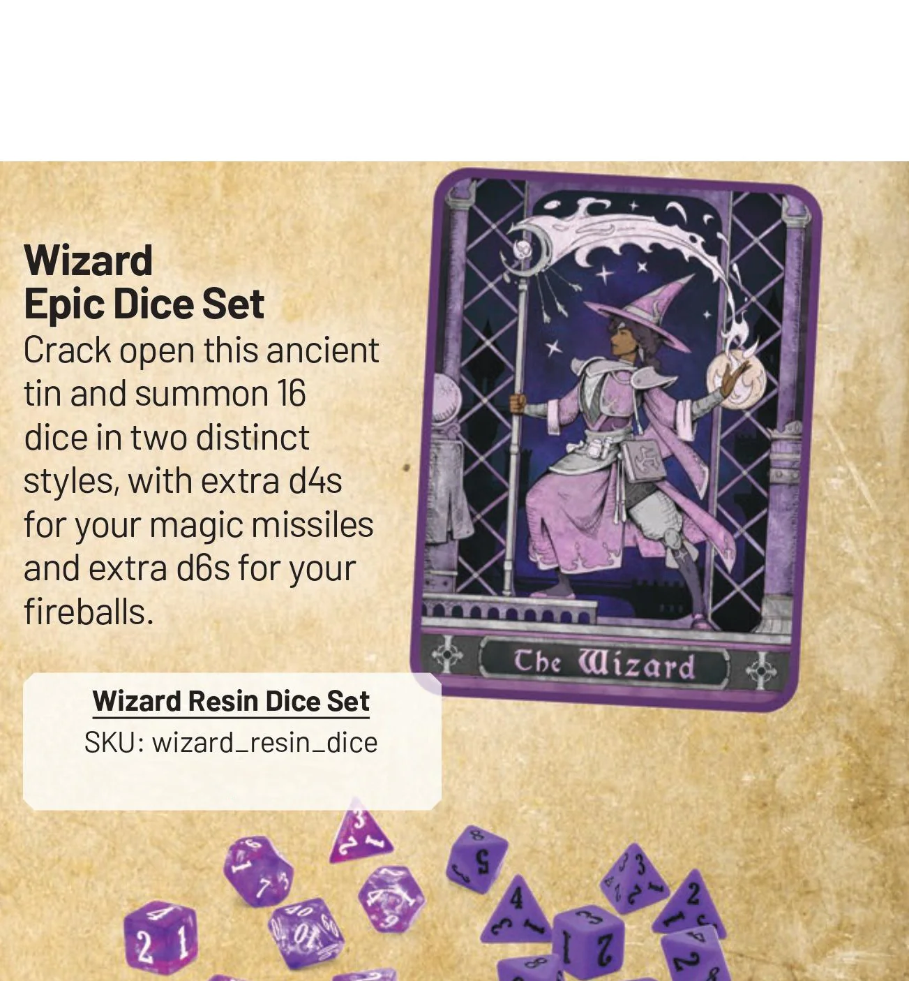 Beadle & Grimm's The Wizard Epic RPG Dice Set & Rolling Tray