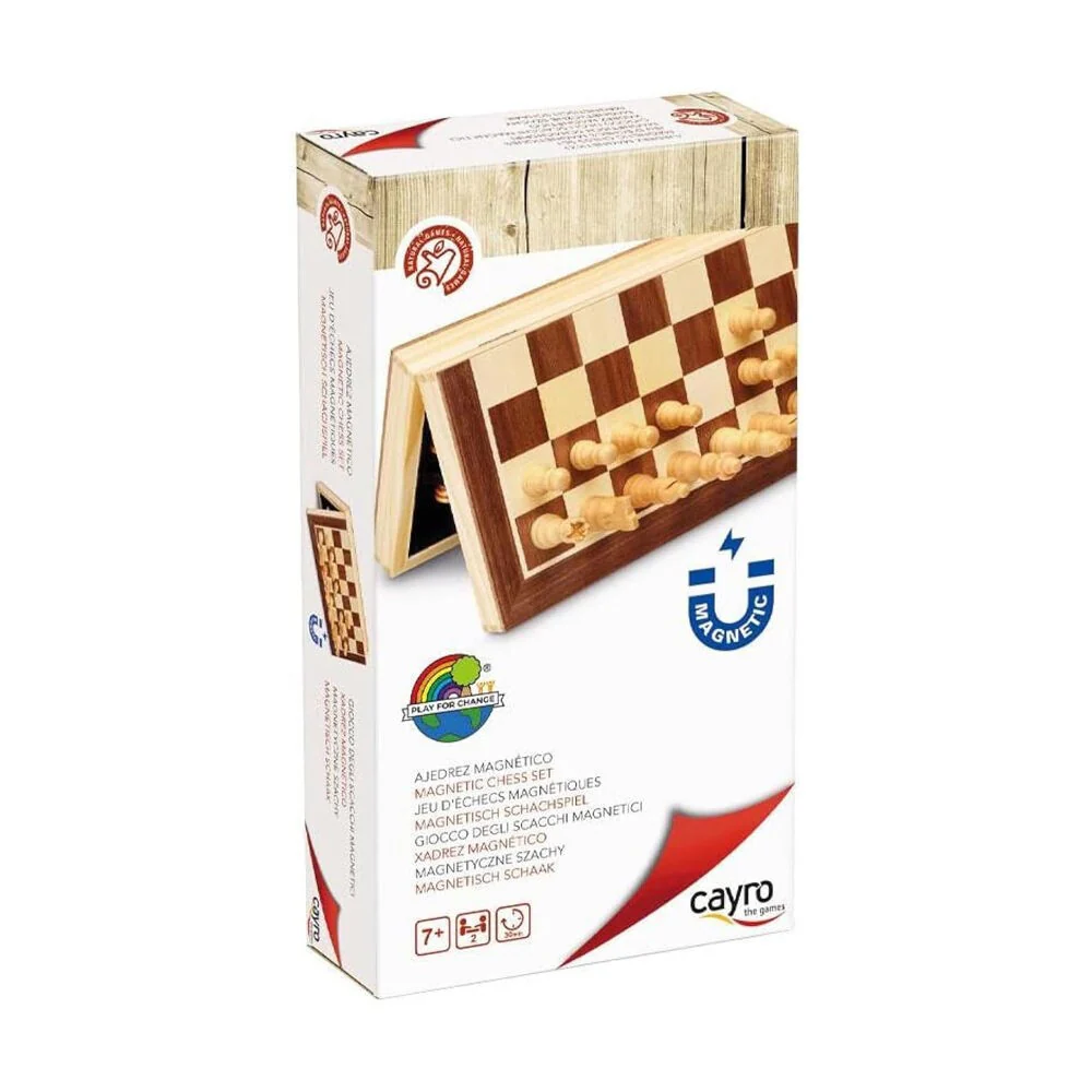 Cayro 12-Inch Folding Wood Magnetic Chess