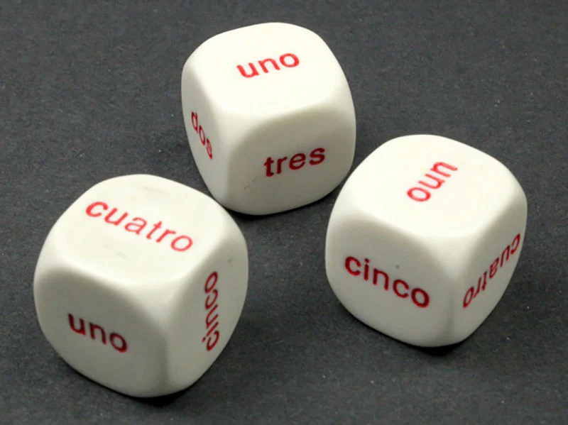 Chessex - 1-6 Spanish Word 20mm d6 Dice - White/Red