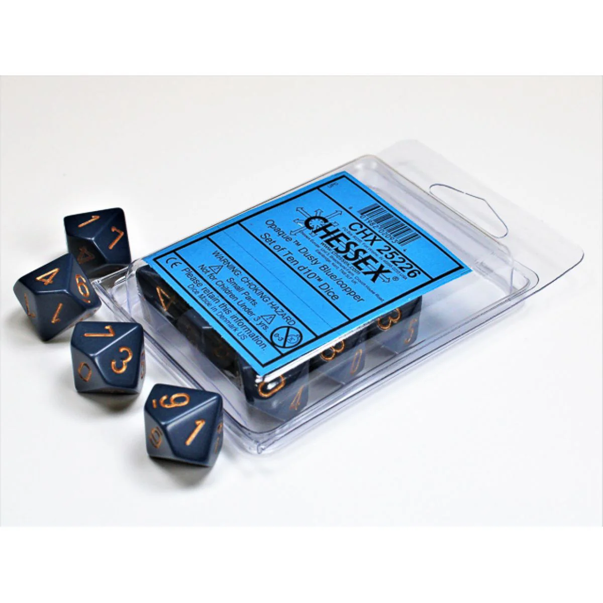Chessex CHX 25226 Opaque Dusty Blue/Copper Set of Ten d10s
