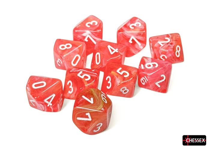 Chessex - CHX 27353 Festive Dahlia/white Luminary Set of Ten d10s (Preorder) - Image 2