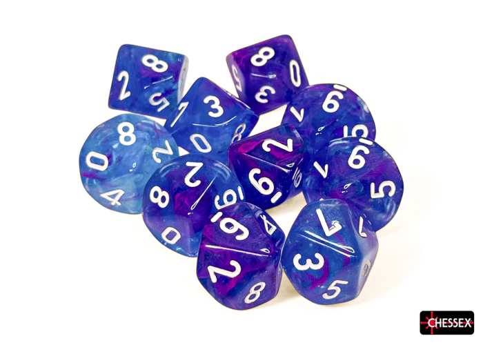 Chessex - CHX 27367 Nebula Aura/white Luminary Set of Ten d10s (Preorder) - Image 2