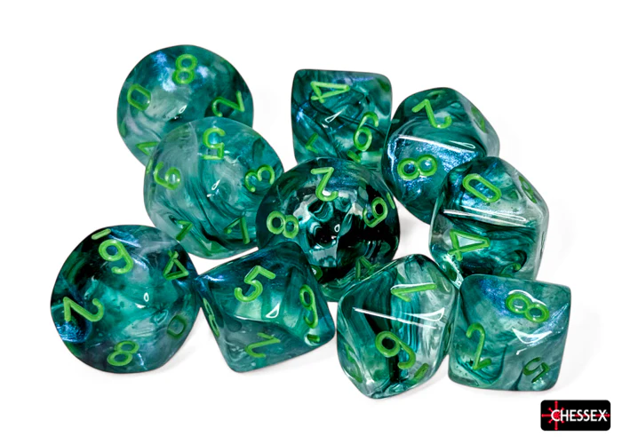 Chessex - CHX 27395 Borealis Kelp/light green Luminary Set of Ten d10s (Preorder) - Image 2