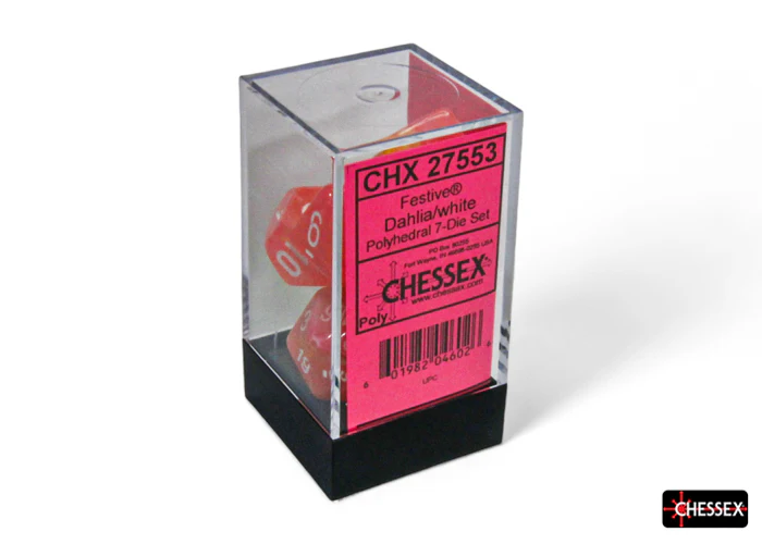 Chessex - CHX 27553 Festive Dahlia/white Luminary Polyhedral 7-Dice Set (Preorder)