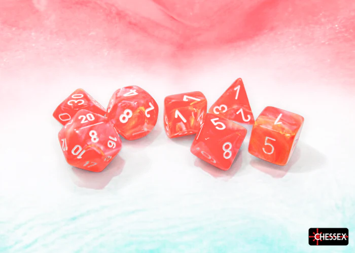 Chessex - CHX 27553 Festive Dahlia/white Luminary Polyhedral 7-Dice Set (Preorder) - Image 2