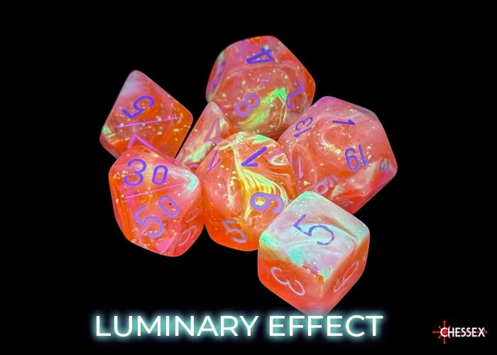Chessex - CHX 27553 Festive Dahlia/white Luminary Polyhedral 7-Dice Set (Preorder) - Image 3