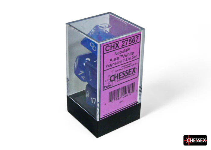 Chessex - CHX 27567 Nebula Aura/white Luminary Polyhedral 7-Dice Set (Preorder)