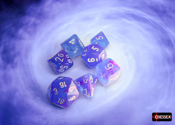 Chessex - CHX 27567 Nebula Aura/white Luminary Polyhedral 7-Dice Set (Preorder) - Image 2